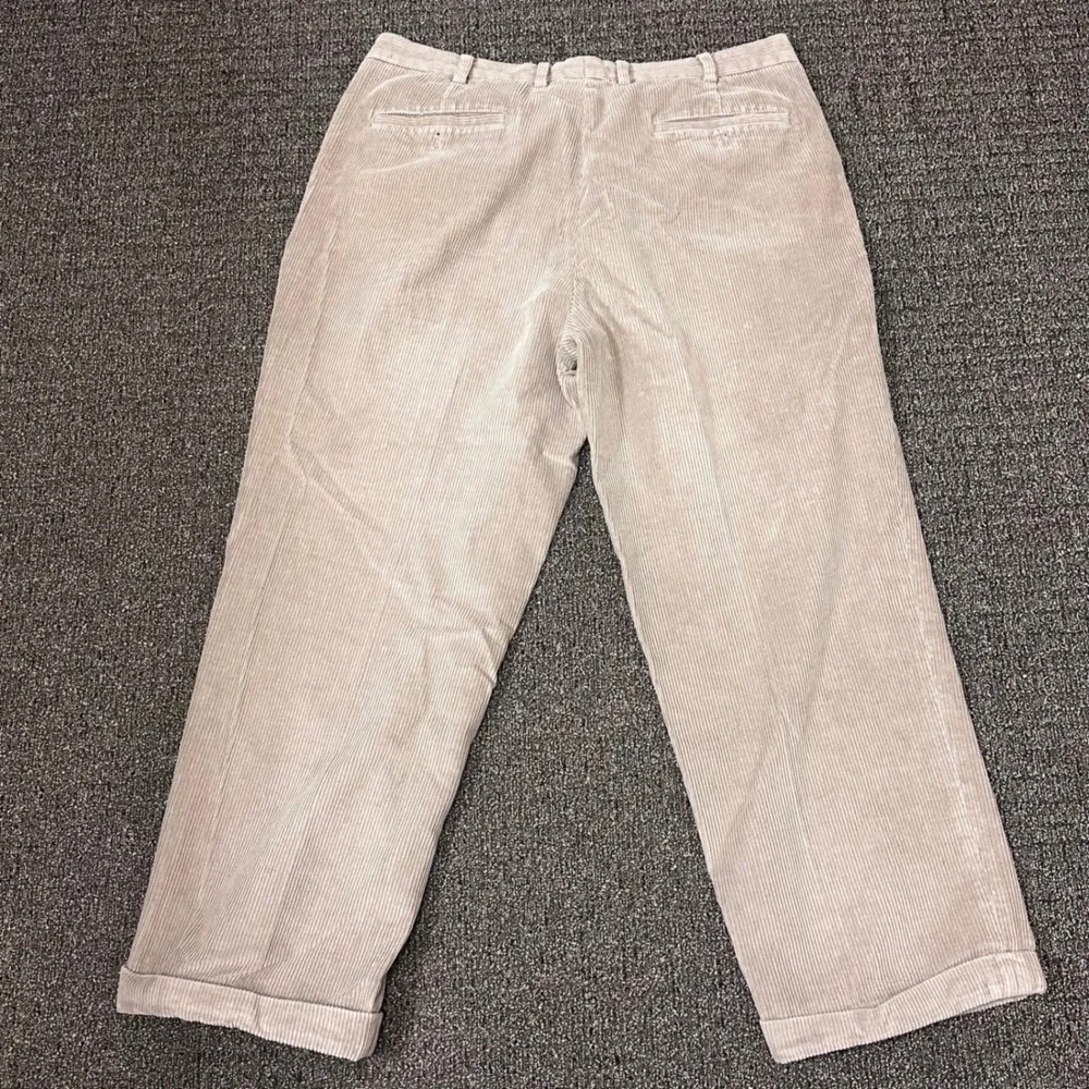 Brooks Brothers Corduroy Pants Mens 38x32 Elliot‎ Tan Beige Pleated Hemmed FLAW